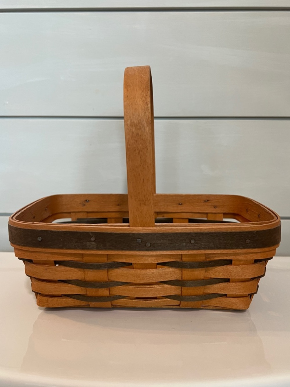 Longaberger Heartland Collection Small Chore Wooden Handle Basket
